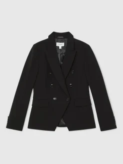 Outlet Reiss Gabi Double-Breasted Suit Blazer Black