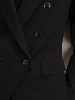 Outlet Reiss Gabi Double-Breasted Suit Blazer Black