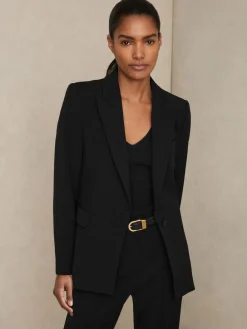 Sale Reiss Gabi Petite Tailored Single Breasted Suit Blazer Black