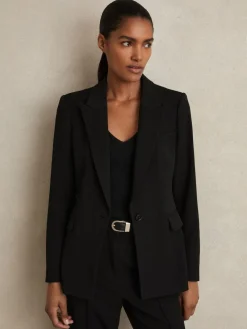 Reiss Gabi Tailored Single Breasted Suit Blazer Black