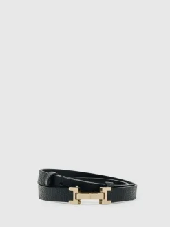 Best Reiss Hayley Leather Square Hinge Belt Black
