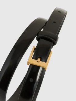 Hot Reiss Holly Thin Leather Belt Black