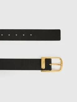 Reiss Iyla Leather Half-Keeper Belt Black