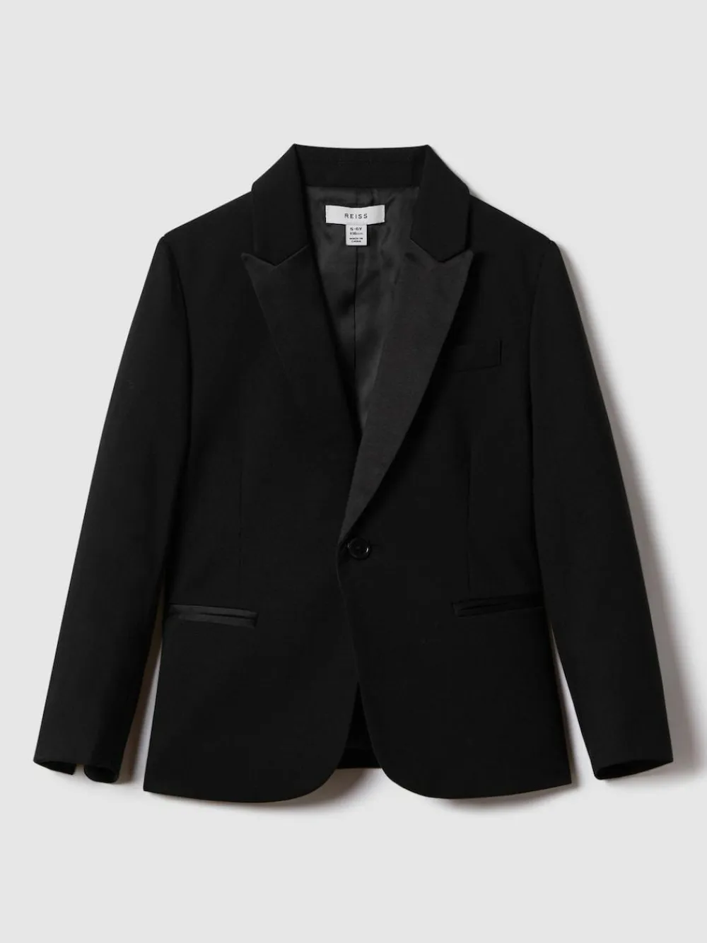 Reiss Black Knightsbridge 9-13 yrs Single-Breasted Tuxedo Blazer Wool-Blend^BOY Suits & Vest