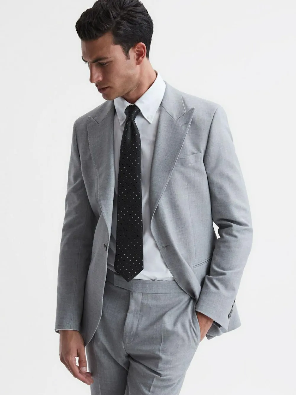 New Reiss Black Liam Polka Dot Silk Tie