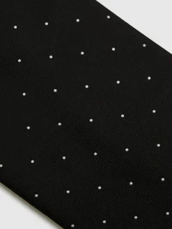 New Reiss Black Liam Polka Dot Silk Tie
