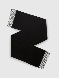 Sale Reiss Black Picton Wool and Cashmere Scarf