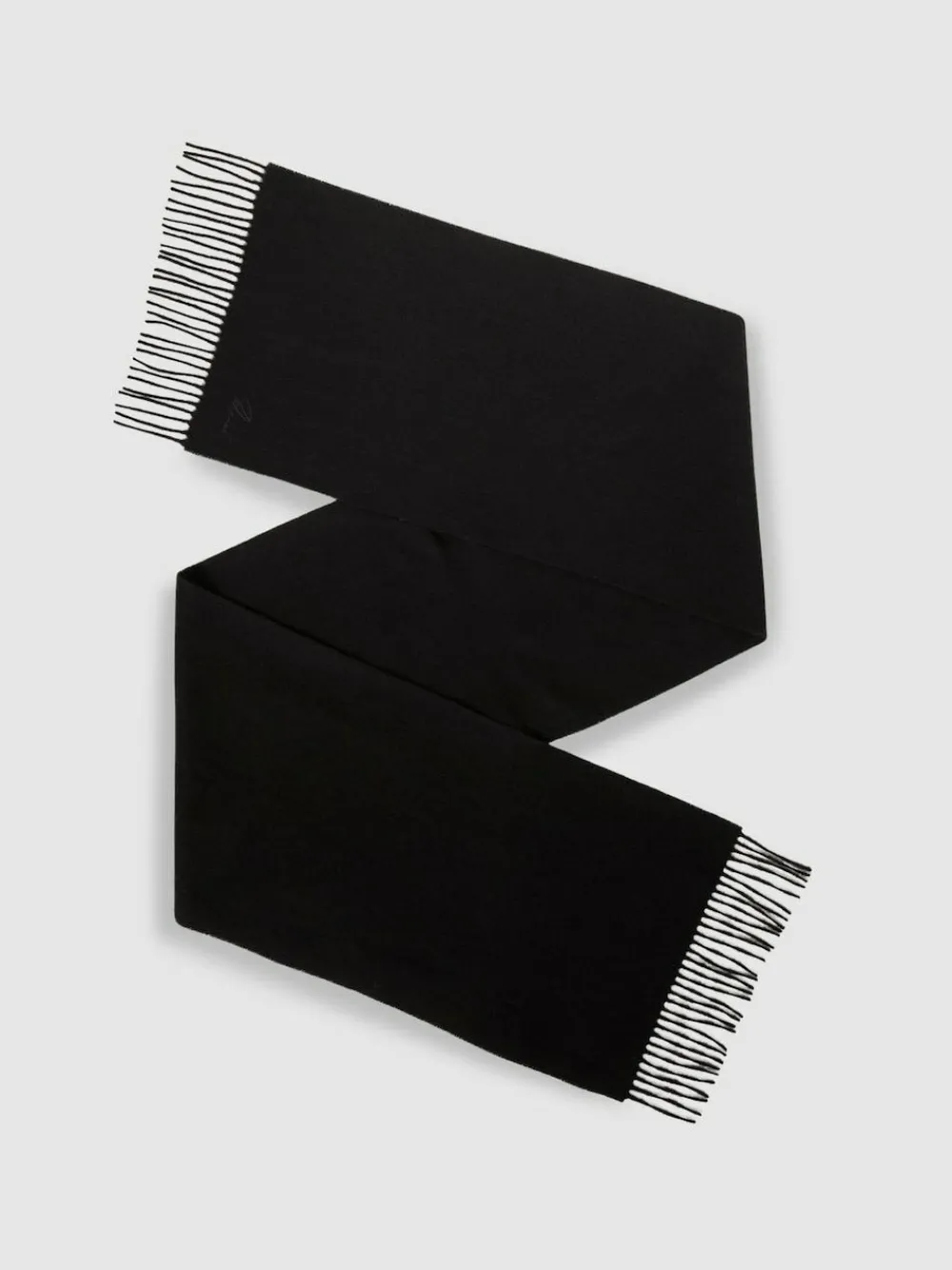 Sale Reiss Black Picton Wool and Cashmere Scarf