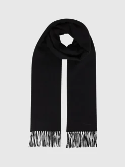 Sale Reiss Black Picton Wool and Cashmere Scarf