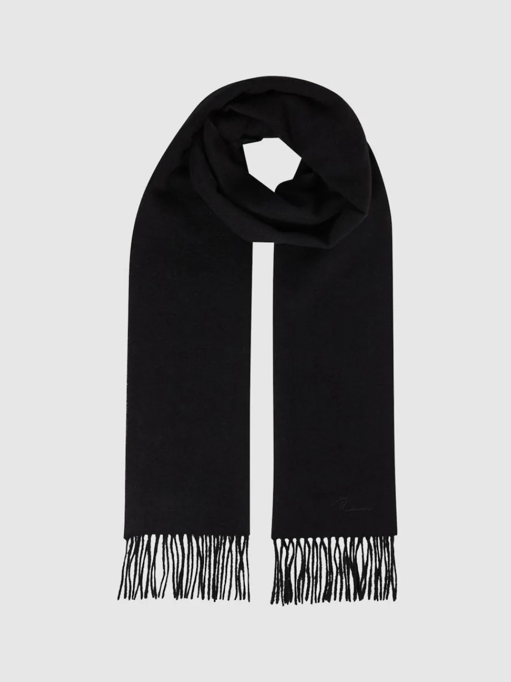 Sale Reiss Black Picton Wool and Cashmere Scarf