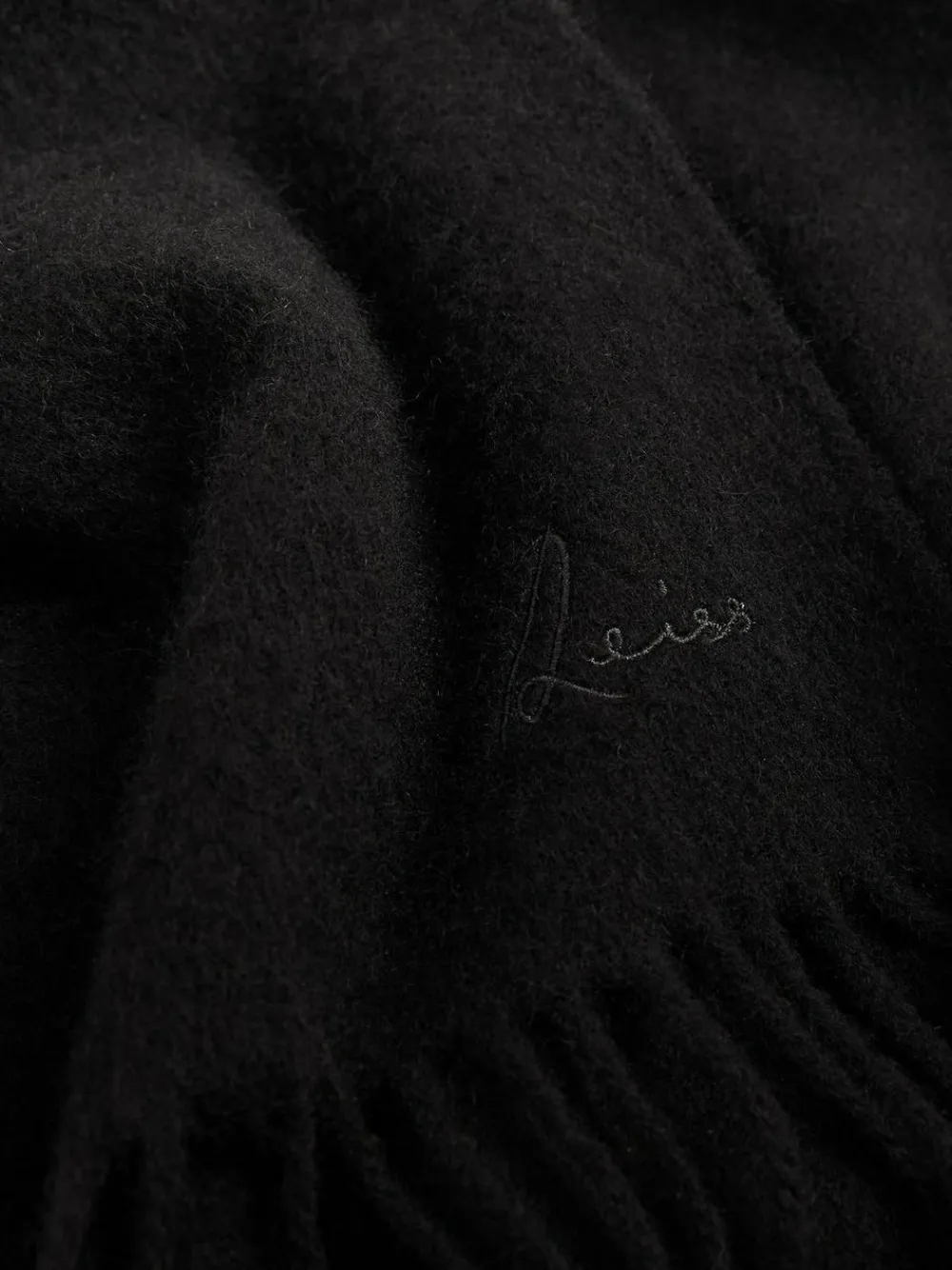 Sale Reiss Black Picton Wool and Cashmere Scarf