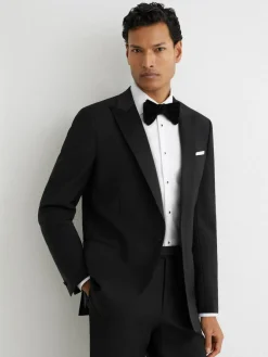 Best Reiss Black Poker Peak Lapel Single-Breasted Tuxedo Jacket Tailored-Fit