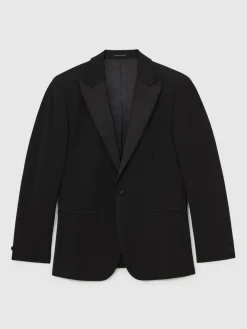Best Reiss Black Poker Peak Lapel Single-Breasted Tuxedo Jacket Tailored-Fit