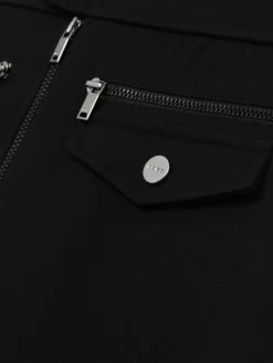 New Reiss Black Poppie 9-13 yrs Piqué Zip-Detail Mini Skirt