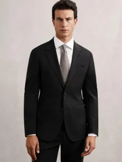 Reiss Promise Wool-Blend Single-Breasted Suit Blazer Tailored-Fit^ Black Suits