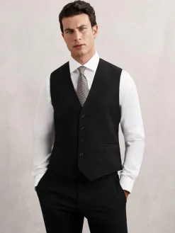 Reiss Promise Wool-Blend Tailored-Fit Waistcoat^ Vests
