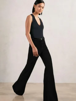 Reiss Black Sakura Patch-Pocket Flared Jeans^Women Jeans|Jeans