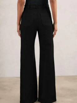 Reiss Black Sakura Patch-Pocket Flared Jeans^Women Jeans|Jeans