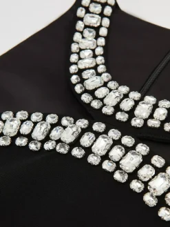 Sale Reiss Black Simone Crystal-Embellished Cut-Out Jumpsuit