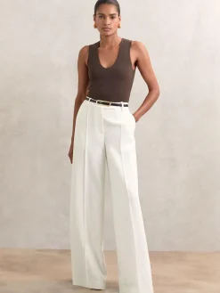 Clearance Reiss Chaya Suede Elongated-Buckle Skinny Belt Black Snakeskin