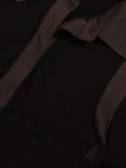 Reiss Black/Chocolate Brown Denise Jersey Colour-Block Collared Shirt