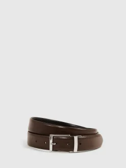 Online Reiss Ricky Reversible Leather Belt Black/Dark Brown