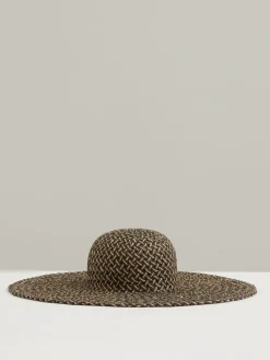 Reiss Black/Natural Sonia Straw Basket-Weave Sun Hat^Women Hats