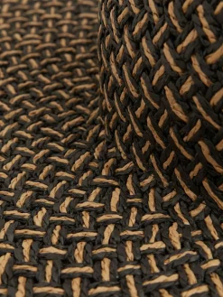 Reiss Black/Natural Sonia Straw Basket-Weave Sun Hat^Women Hats