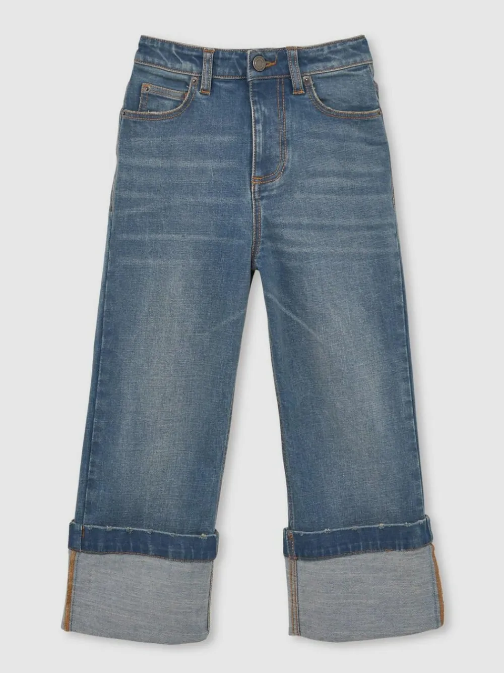 New Reiss Blue Belinda 9-13 yrs Straight-Leg Turn-Up Jeans
