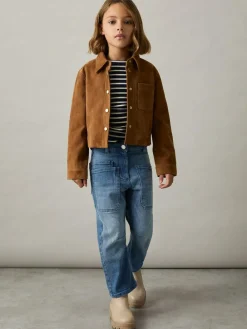 Reiss Blue Brady 9-13 yrs Barrel-Leg Patch-Pocket Jeans^ Jeans