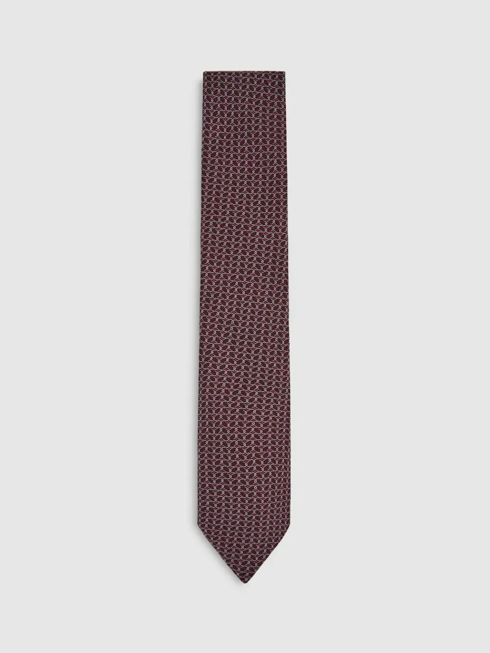 Discount Reiss Bernardo Silk Geometric-Chain Print Tie Bordeaux