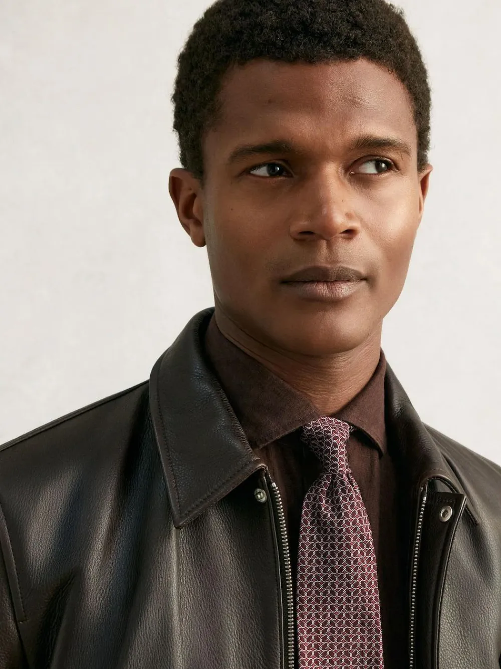 Discount Reiss Bernardo Silk Geometric-Chain Print Tie Bordeaux