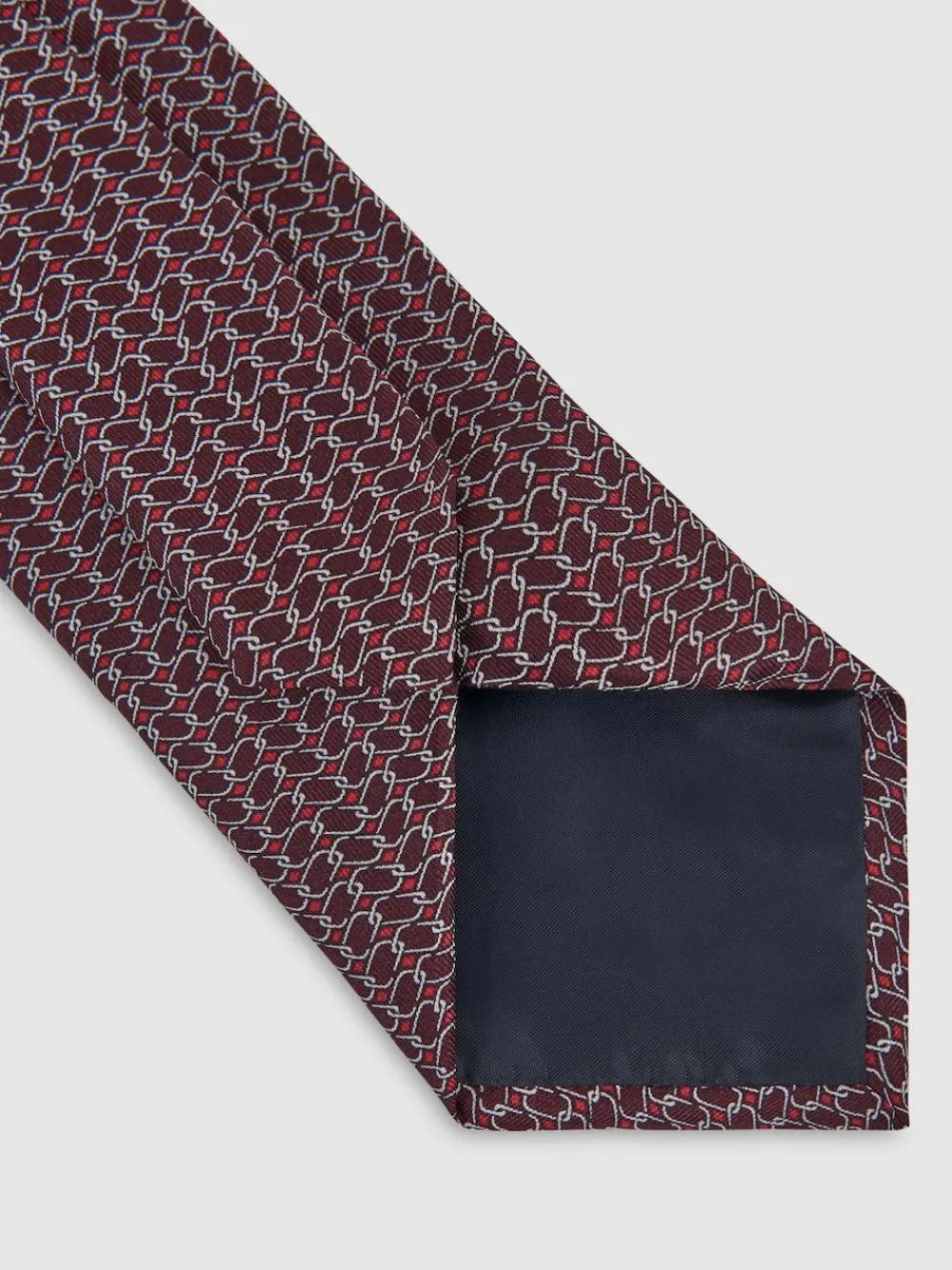 Discount Reiss Bernardo Silk Geometric-Chain Print Tie Bordeaux