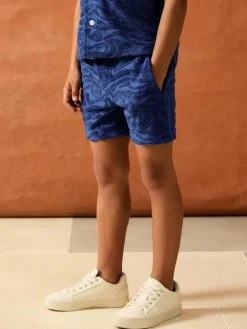 Clearance Reiss Marko 3-9 yrs SmileyWorld | Wave Texture Shorts Bright Blue