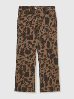 Reiss Brown Wilma 9-13 yrs Leopard-Print Flared Jeans^ Jeans