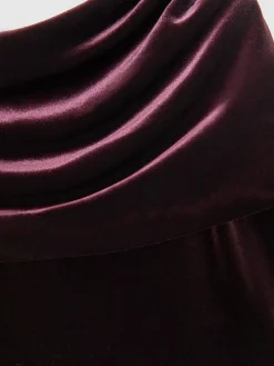 Discount Reiss Burgundy Andria Petite Velvet Drape Strapless Jumpsuit