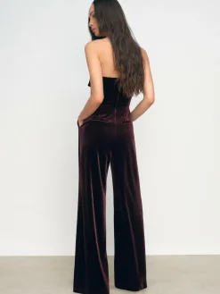 Reiss Burgundy Andria Velvet Drape Strapless Jumpsuit^Women Jumpsuits & Playsuits