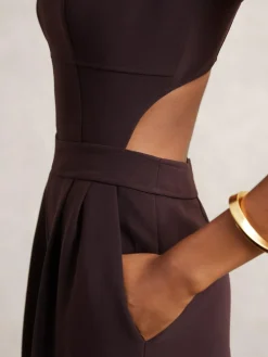 Reiss Burgundy Dion Wide-Leg Cut-Out Jumpsuit^Women Jumpsuits & Playsuits