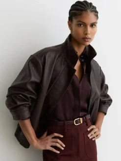 Reiss Hazel Leather Curved-Buckle Belt^Women Belts