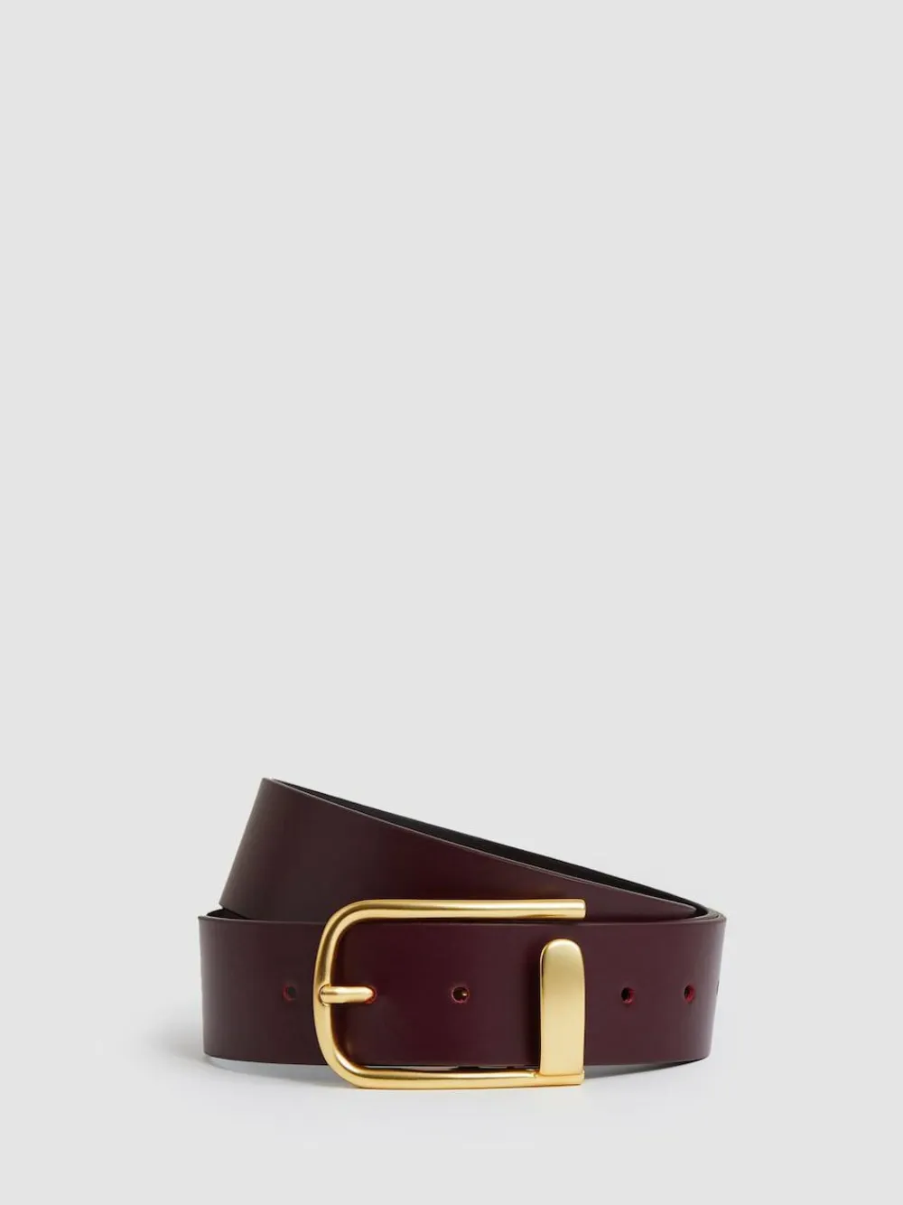 Sale Reiss Iyla Leather Half-Keeper Belt Burgundy