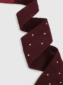 Online Reiss Punto Spot Silk Knitted Pin-Dot Tie Burgundy