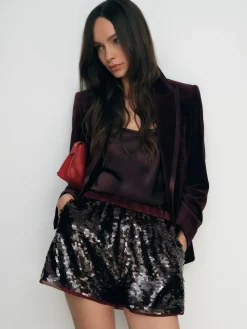Reiss Burgundy Spence Sequin Shorts^Women Shorts