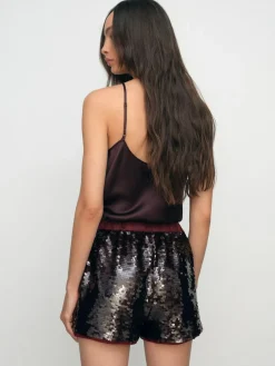 Reiss Burgundy Spence Sequin Shorts^Women Shorts