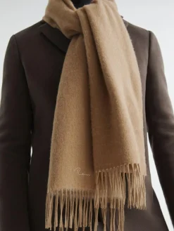 Sale Reiss Camel Picton Wool and Cashmere Scarf