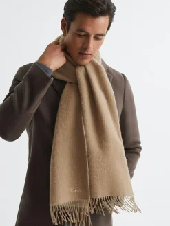 Sale Reiss Camel Picton Wool and Cashmere Scarf