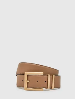 Sale Reiss Brompton Leather Belt Camel/Taupe