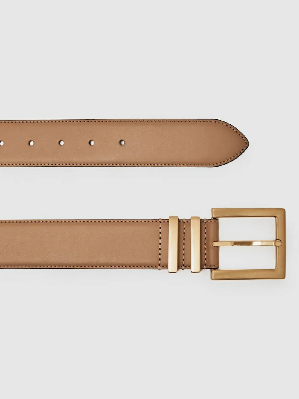 Sale Reiss Brompton Leather Belt Camel/Taupe
