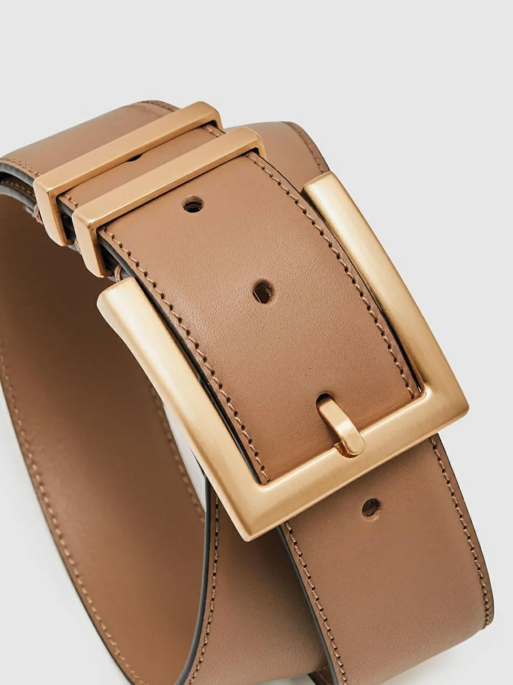 Sale Reiss Brompton Leather Belt Camel/Taupe