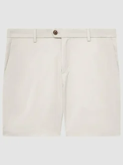 Best Reiss Wicket Cotton Chino Shorts with Stretch Chalk