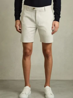 Best Reiss Wicket Cotton Chino Shorts with Stretch Chalk